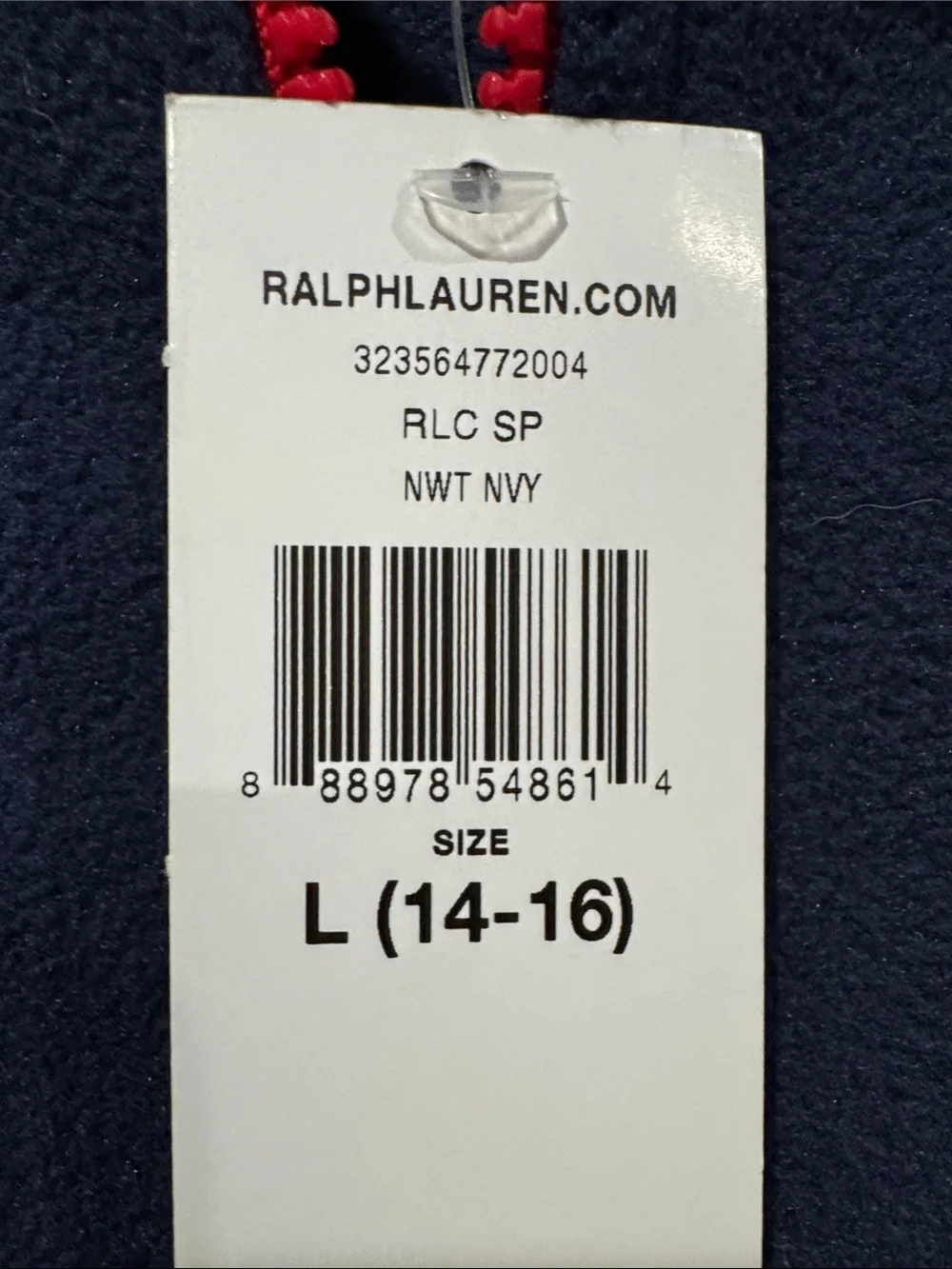 Ralph Lauren Navy Fleece Jacket with Red Trim and Pony Boys 14-16 NWT